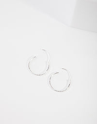 Sterling Silver 16mm Diamond Cut Hoop Earrings - link has visual effect only