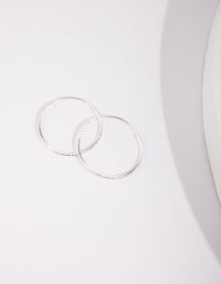 Sterling Silver 25mm Texture Hoop Earrings - link has visual effect only