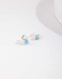 Sterling Silver Double Synthetic Opal Stud Earrings - link has visual effect only