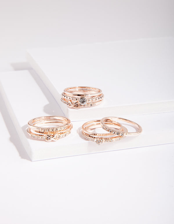 Rose Gold Eternal Diamante Ring Pack