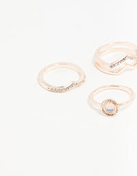 Rose Gold Multi Shape Diamante Ring Pack - link has visual effect only