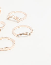 Rose Gold Multi Shape Diamante Ring Pack - link has visual effect only