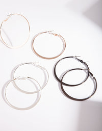 Flat Mixed Plating Hoop Earrings - link has visual effect only