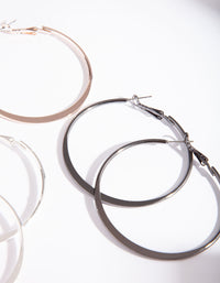 Flat Mixed Plating Hoop Earrings - link has visual effect only