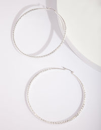 Silver Textured Large Hoop Earrings - link has visual effect only