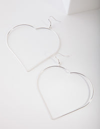 Silver Large Heart Drop Hoop Earring - link has visual effect only