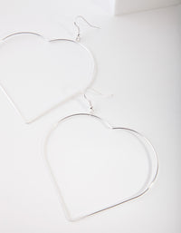 Silver Large Heart Drop Hoop Earring - link has visual effect only