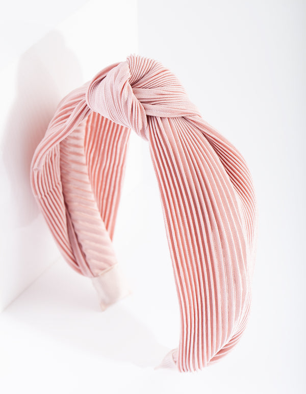 Pink Pleated Turban Headband