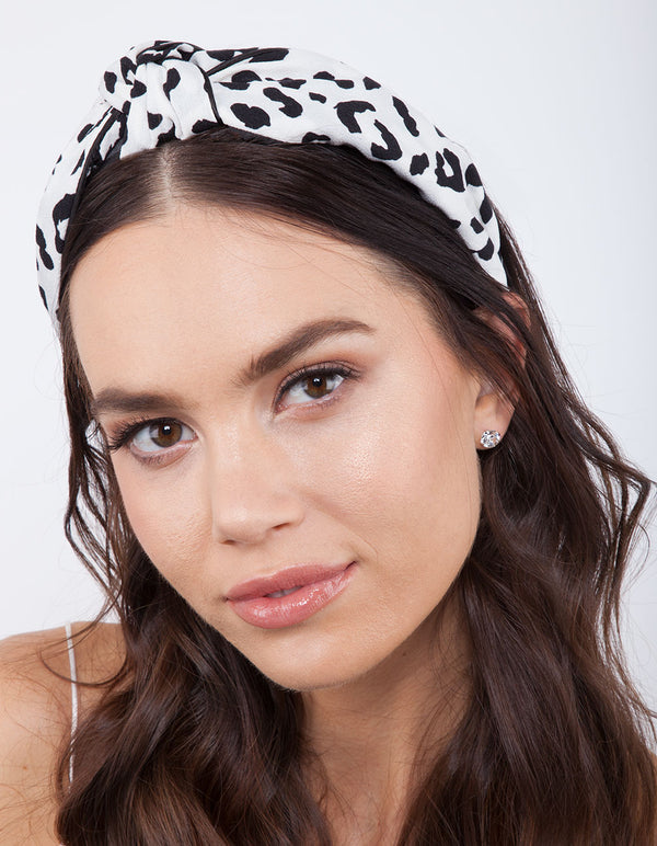 Black & White Leopard Turban Headband