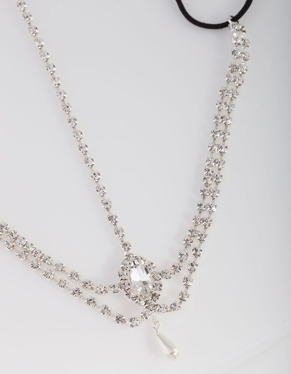 Silver Crystal Pearl Head Chain