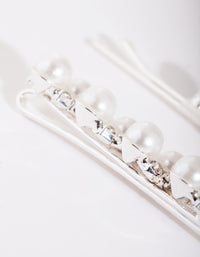 Pearl & Diamante Silver Zig Zag Hair Pin Pack - link has visual effect only