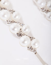 Pearl & Diamante Silver Zig Zag Hair Pin Pack - link has visual effect only