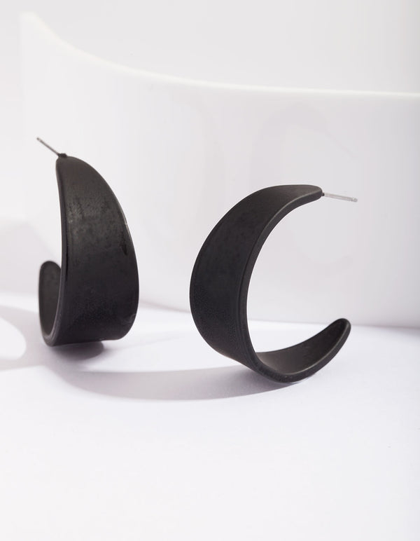 Matte Black 3/4 Hoop Earrings