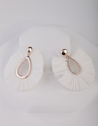 White Straw Tear Drop Earrings - link has visual effect only