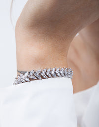 Silver Diamond Simulant Navette Bracelet - link has visual effect only