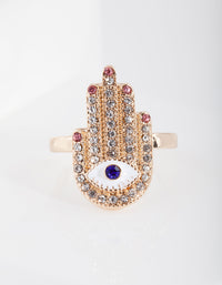 Gold Blue Diamante Eye Ring - link has visual effect only