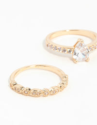 Gold Teardrop Cubic Zirconia Engagement Ring Stack - link has visual effect only