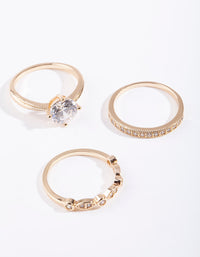 Gold Round Cubic Zirconia Ring Stack - link has visual effect only