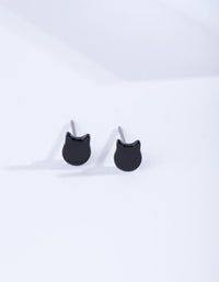 Black Micro Cat Stud Earrings - link has visual effect only