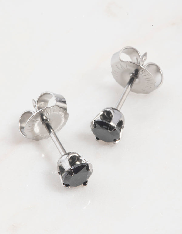 Surgical Steel Black Cubic Zirconia Piercing Stud 3mm