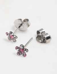 Surgical Steel Daisy Pink Crystal Piercing Stud - link has visual effect only