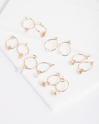 Gold Charm Mini Hoop Earring Pack - link has visual effect only