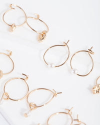 Gold Charm Mini Hoop Earring Pack - link has visual effect only