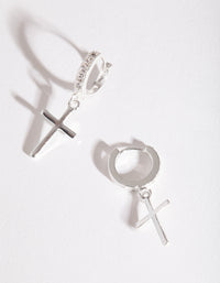 Silver Cross Huggie Earrings - link has visual effect only