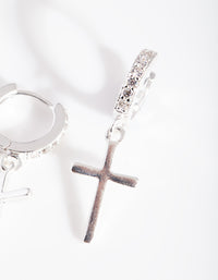 Silver Cross Huggie Earrings - link has visual effect only