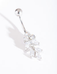 Rhodium Surgical Steel Floral Belly Bar - link has visual effect only