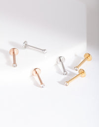 Mixed Metal Surgical Steel Flat Back Earring 6-Pack - link has visual effect only