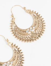 Antique Gold Detailed Hoop Chandbali Earrings - link has visual effect only