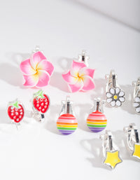 Kids Fruity Flower Clip-On Earring 5-Pack - link has visual effect only