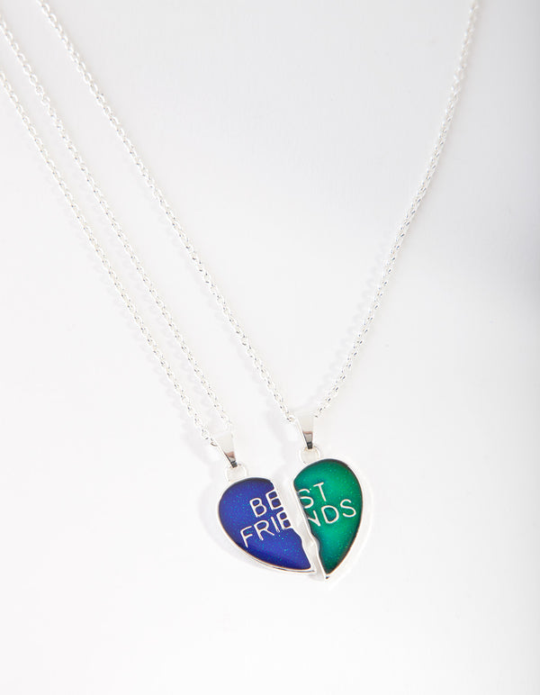 Kids Rhodium Mood Heart BFF Necklace Pack