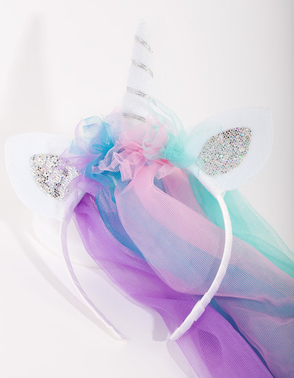 Kids Unicorn Rainbow Veil Headband