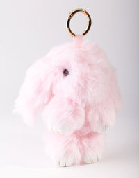 Kids Pink Fluffy Bunny Keyring - link has visual effect only