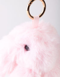 Kids Pink Fluffy Bunny Keyring - link has visual effect only