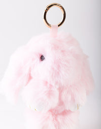 Kids Pink Fluffy Bunny Keyring - link has visual effect only