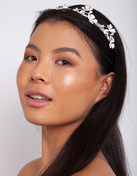 Silver Metal Flower Pearl Headband - link has visual effect only