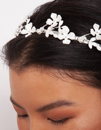 Silver Metal Flower Pearl Headband - link has visual effect only