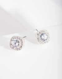 Silver Cubic Zirconia Vintage Pave Stud Earrings - link has visual effect only