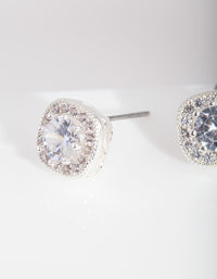 Silver Cubic Zirconia Vintage Pave Stud Earrings - link has visual effect only