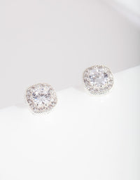 Silver Cubic Zirconia Vintage Pave Stud Earrings - link has visual effect only