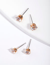 Gold Cubic Zirconia Stud Earring Pack - link has visual effect only