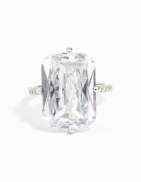 Silver Rectangle Celebrity Engagement Ring - link has visual effect only