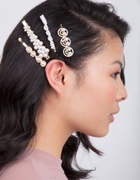 Gold Smile Pearl Hair Clip 4-Pack - link has visual effect only