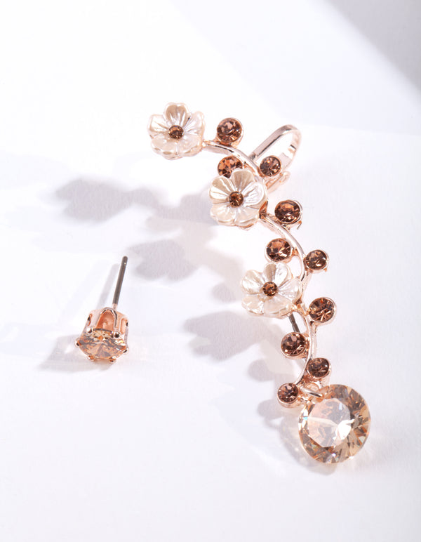 Rose Gold Flower Ear Cuff