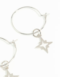 Gunmetal Star Hoop Earrings - link has visual effect only