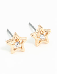 Gold Star Diamante Stud Earrings - link has visual effect only