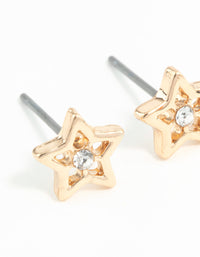 Gold Star Diamante Stud Earrings - link has visual effect only